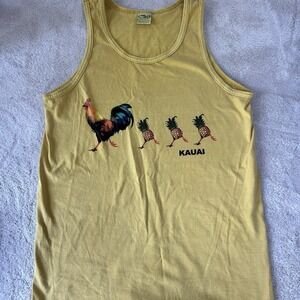 Crazy Shirts Kauai Chicken Pineapple Dye Yellow Cotton‎ Tank Top Mens Small